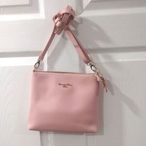 Designer Samantha Thavasa Deluxe Pink Leather Shoulder Bag with Adjustable Strap
